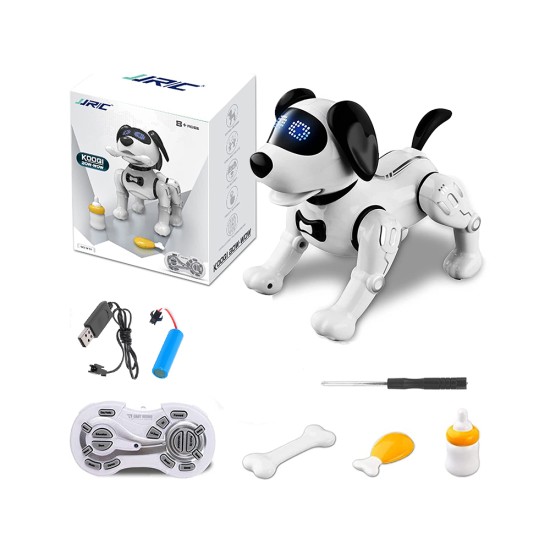 Cão Robô de Acrobacias Inteligentes JJRC R19 com Controle Remoto Programável Branco